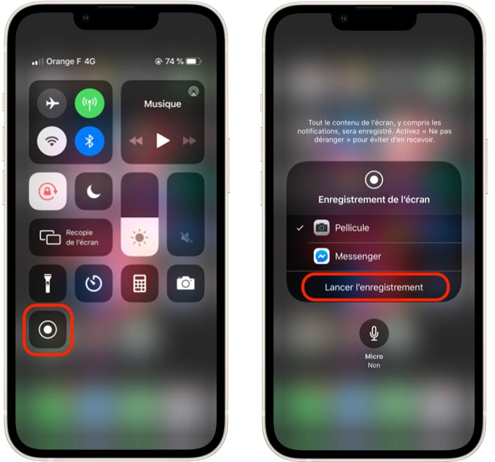Enregistrer l'écran de son iPhone depuis le centre de contrôle