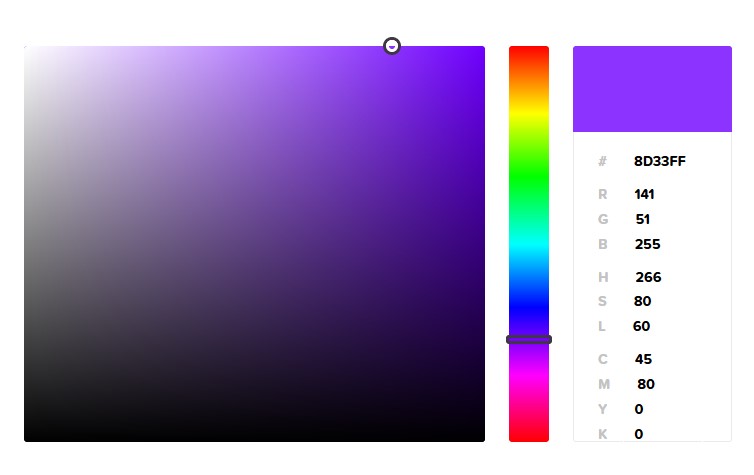 En utilisant des outils en ligne, vous pouvez facilement trouver toutes les couleurs possibles et leurs valeurs ou codes. L’image provient du site de Htmlcolorcodes.